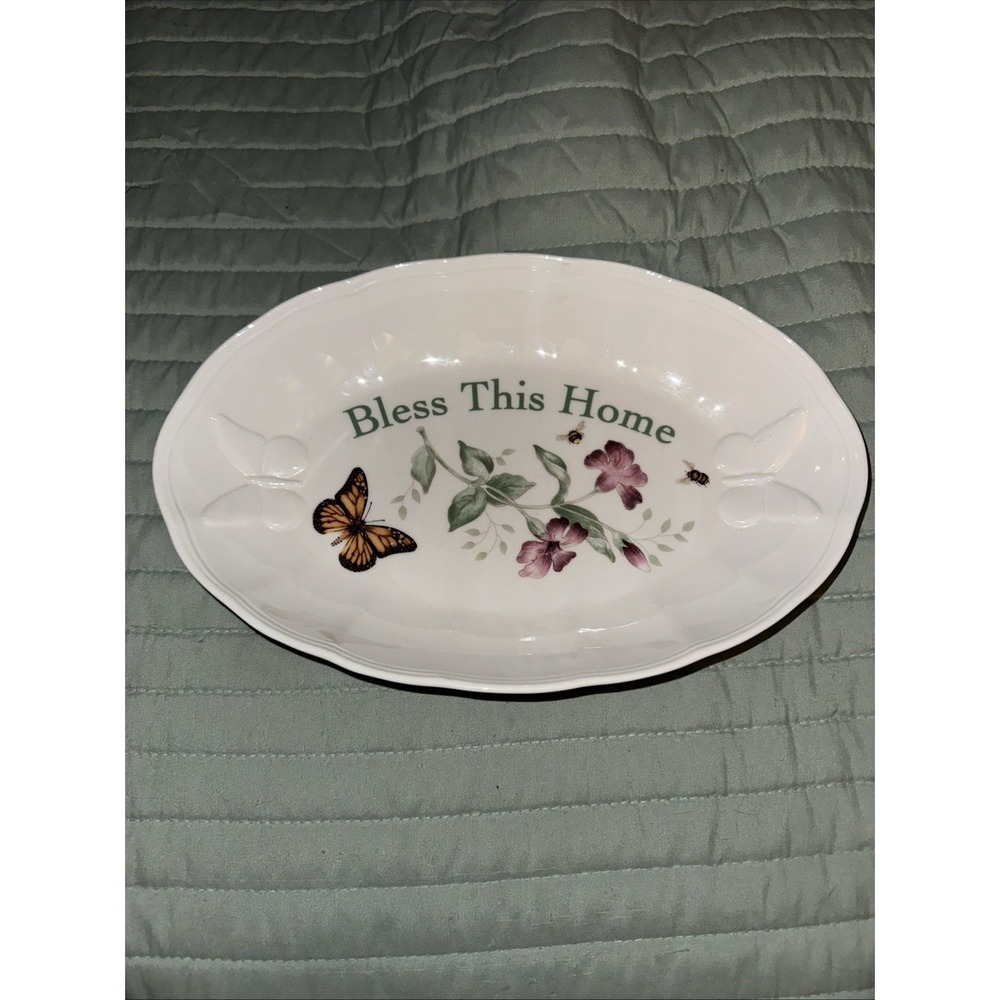 Lenox Butterfly Meadow BLESS THIS HOME Oval Serving Bowl 11 inch.  Mint     CB10